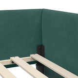 Corner Bed Frame Dark Green 90 cm x 190 cm Velvet 42016073