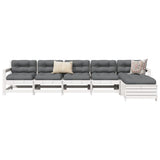 6 Piece Garden Sofa Set White Solid Wood Pine 3250861