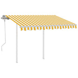 Manual Retractable Awning with Posts 3.5x2.5 m Yellow and White 3069918