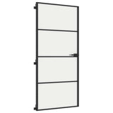 Interior Door Slim Black 93x201.5 cm Tempered Glass&Aluminium 155121