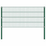 Fence Panel with Posts Iron 1212x80 cm Green 278610