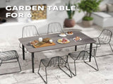 Garden Table, Outdoor Dining Table for 6 People, 160 x 90 x 74 cm, with Rust Resistant Metal Frame, T3398P327901