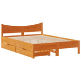 Bed Frame with Drawers Wax Brown 140x200 cm Solid Wood Pine 3301907