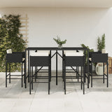 7 Piece Garden Bar Set with Cushions Black Poly Rattan 3203934