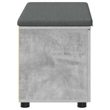 Hall Bench with Cushion with Door Concrete Grey 80 x 38 x 46 cm 891483