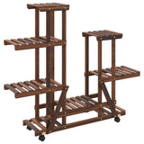 Flower Stand with Wheels 95x25x101 cm Solid Wood Fir 362863
