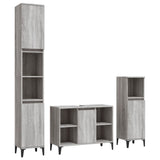 ZNTS 3 Piece Bathroom Furniture Set Grey Sonoma Engineered Wood 3185627