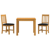 Dining Set 3 pcs Black Solid Oak Wood 3430313