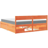 Bed with Drawers and Mattress Wax Brown 200x200 cm Solid Wood Pine 3281888