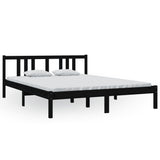 Bed Frame without Mattress Black Solid Wood 150x200 cm King Size King Size 814893