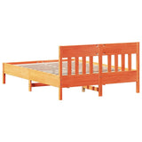 Bed Frame without Mattress Wax Brown 135x190 cm Double Solid Wood Pine 842669