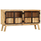 Sideboard Brown and Black 160x30x80 cm Solid Rough Mango Wood 247994