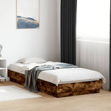 Bed Frame without Mattress with LED Lights Smoked Oak 90x200 cm 839515