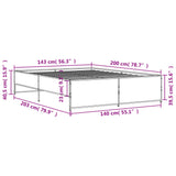 Bed Frame Sonoma Oak Engineered Wood 140 x 200 cm Durable 3279888