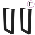 ZNTS Dining Table Legs V-Shape 2 pcs Black 70x cm Steel 4012644