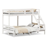 ZNTS Bunk Bed without Mattress 90x200/140x200 cm White Solid Wood 3207190