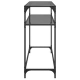 Console Table with Black Glass Top98x35x81 cm Steel 846027