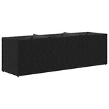 Garden Planter with 3 Pots Black 105x30x32 cm Poly Rattan 366416