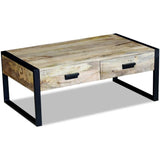Coffee Table with 2 Drawers Solid Mango Wood 100x60x40 cm 243297