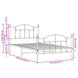 Metal Bed Frame without Mattress with Footboard White 107x203cm 353502