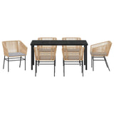 Garden Dining Set with Cushion 7 pcs Brown Powder-Coated Steel 3380929