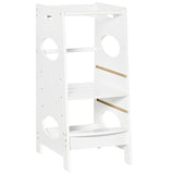 Toddler Step Stool Kids Adjustable Standing Tower with Safety Rail for Kitchen Counter White T3398P379040