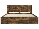 Bed Frame with Storage and Headboard Smoked Oak 120 x 190 cm 3413881