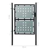 Black Single Door Fence Gate 100x150 cm 141687