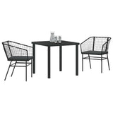 Garden Dining Set 3 pcs Black Poly Rattan 3380904