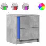 ZNTS Bedside Cabinet with LED Lights Concrete Grey Engineered Wood 852053