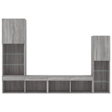 4 Piece TV Wall Units with LED Grey Sonoma Engineered Wood 3216659