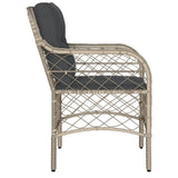 Garden Chairs with Cushions 2 pcs Light Grey Poly Rattan 365158