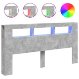 LED Headboard Concrete Grey 200 cm Engineered Wood 837368