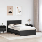 Bed Frame with Headboard Black 120 x 123 cm Engineered Wood 3408866
