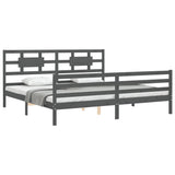 Bed Frame without Mattress Grey 200x200 cm Solid Wood 3194463
