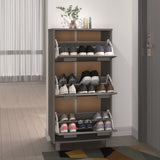 Shoe Cabinet HAMAR Light Grey 59.5x35x117 cm Solid Wood Pine 340515