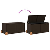 Garden Storage Box with Wheels Brown 283L Poly Rattan 365317