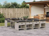 9 Piece Garden Dining Set with Cushions Light Grey Poly Rattan 3211103