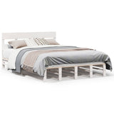 Bed Frame without Mattress White 140x200 cm Solid Wood Pine 3302295