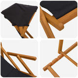 Deck Chair 2 pcs 3 Position Solid Eucalyptus Wood Black 3407813
