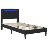 Bed Frame with LED Strip Lights Black 90 x 190 cm Faux Leather 42028037