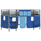 Kids'Loft Bed Frame with Curtains Black and Blue 100 x 200 cm 42020799