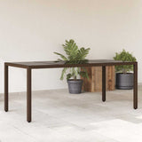Garden Table with Glass Top Brown 190x90x75 cm Poly Rattan 365540