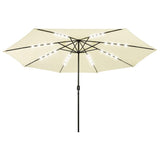 Garden Parasol with LED Lights 400 cm Sand 312530