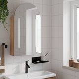 Bathroom Mirror Cabinet with LED Light Arched Oak 42x13x70 cm 357976
