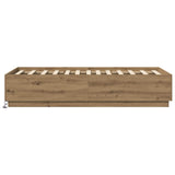 Bed Frame with LED Artisian Oak 80 x 200 cm Engineered Wood 3429572
