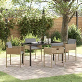 Garden Dining Set with Cushion 5 pcs Beige Poly Rattan 3380029