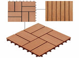 Decking Tile 11 pcs Teak 30 x 30 cm WPC 42046677