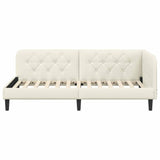 Corner Bed Frame with Headboard Cream 100 x 200 cm Velvet 42016623
