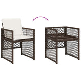 17 Piece Garden Dining Set with Cushions Brown Poly Rattan 3210825